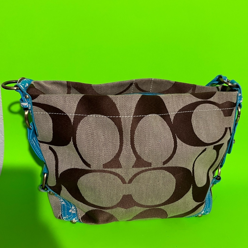 Brown and Blue Patterned Handbag - image 4